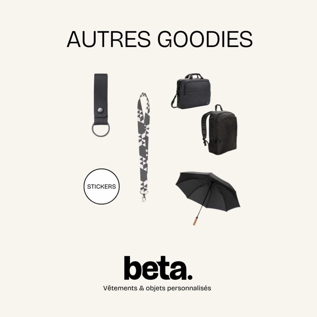 Ils existent un grand nombre de goodies pour vos packs de rentrée comme la bagagerie ou les parapluie.