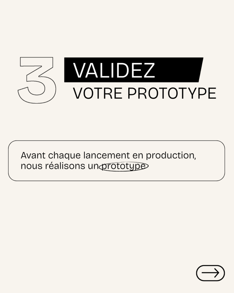 Étape 3 du processus Beta : Validation du prototype réalisé avant la production